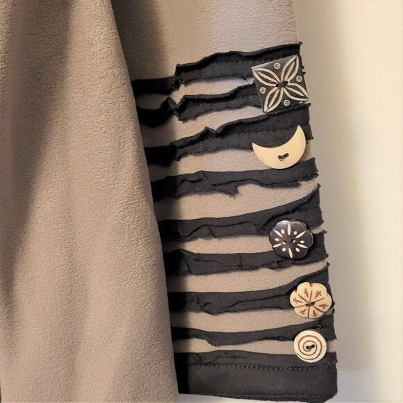 COTTON Fleece Jacket Blazer Coat 𝅺Beige Grey Bone Button JACKET- NEW - Picture 7 of 12